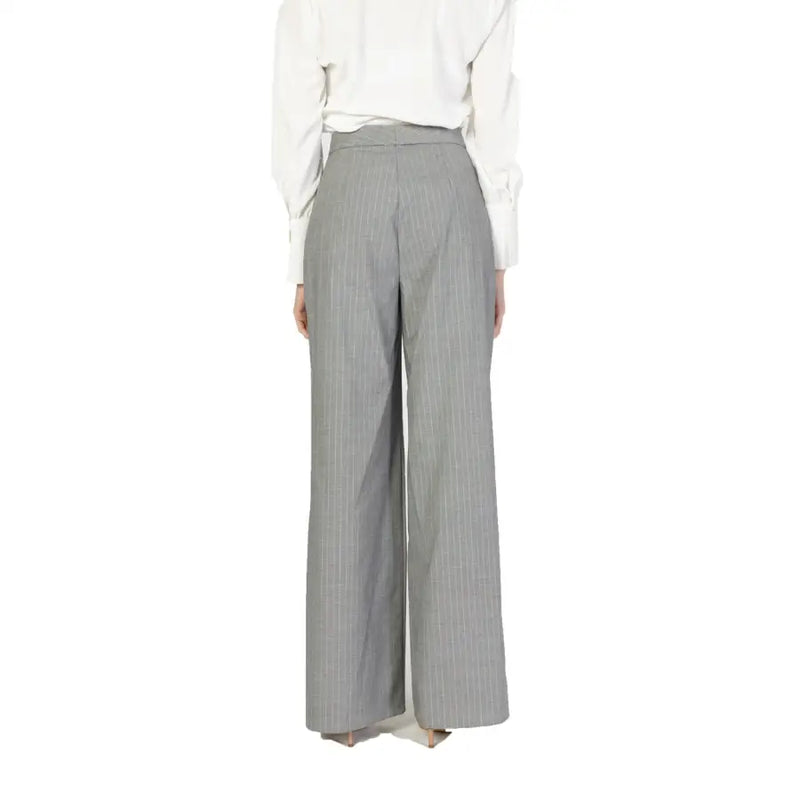 Rinascimento women’s pink pinstripe trousers with a tailored high waist and clean straight-cut wide-leg design