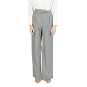 Gray pinstripe wide-leg trousers with matching belt from rinascimento womens pink pinstripe collection