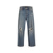 Ripped Blue Denim Wide Leg Jeans displayed, showcasing modern distressed fashion appeal