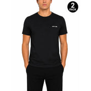 Roberto cavalli men black cotton t-shirt with subtle white logo on left chest short sleeve undershirt