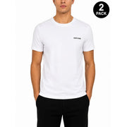 White Roberto Cavalli men cotton undershirt short sleeve with subtle black logo on left chest