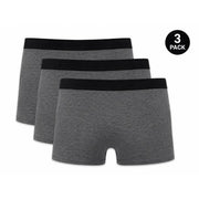 Lot de trois boxers Roberto Cavalli pour homme, en coton gris chiné, avec ceinture élastique noire et tissu gris chiné