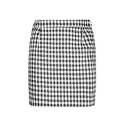 Black and white checkered wool blend mini skirt with drawstring waistband by roberto cavalli women multicolor