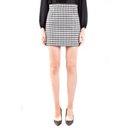 Roberto Cavalli women checked wool blend mini skirt featuring a black and white checkered pattern