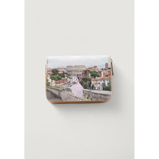 Rome-themed wallet featuring a Paris design with zippered closure for stylish organization