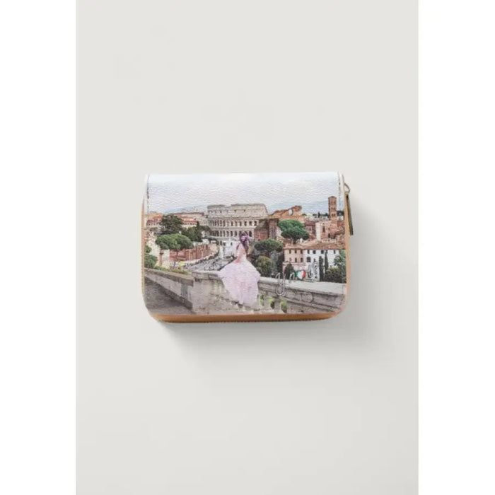 Rome-themed wallet featuring a Paris design with zippered closure for stylish organization