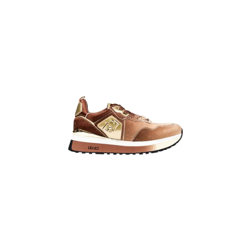 Rose gold and brown women’s athletic shoe from Liu Jo Black Rhinestone Slip On collection