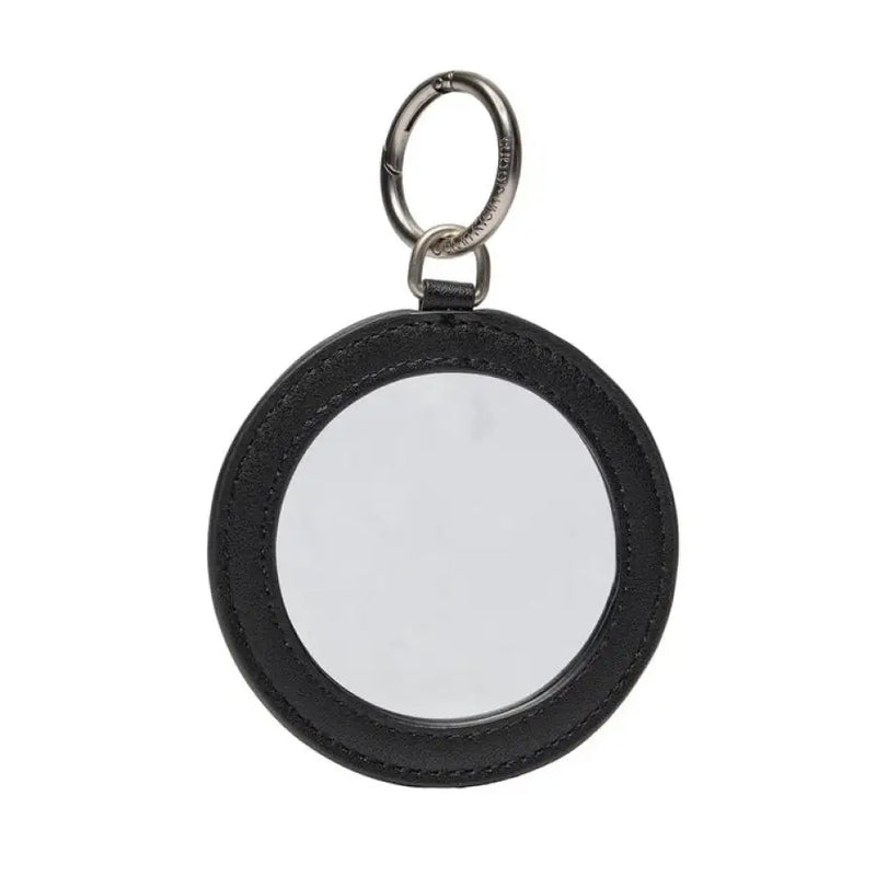 Round black leather keychain with clear center from Calvin Klein Jeans boxed set