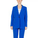 Royal blue women’s blazer and pants suit with buttoned front pockets