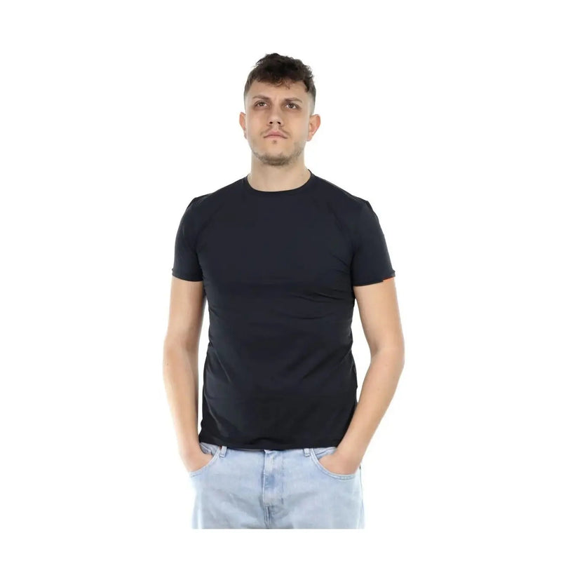 T-shirt noir à manches courtes et col rond pour homme Rrd, confectionné dans un mélange de polyamide et d'élasthanne pour un confort optimal.
