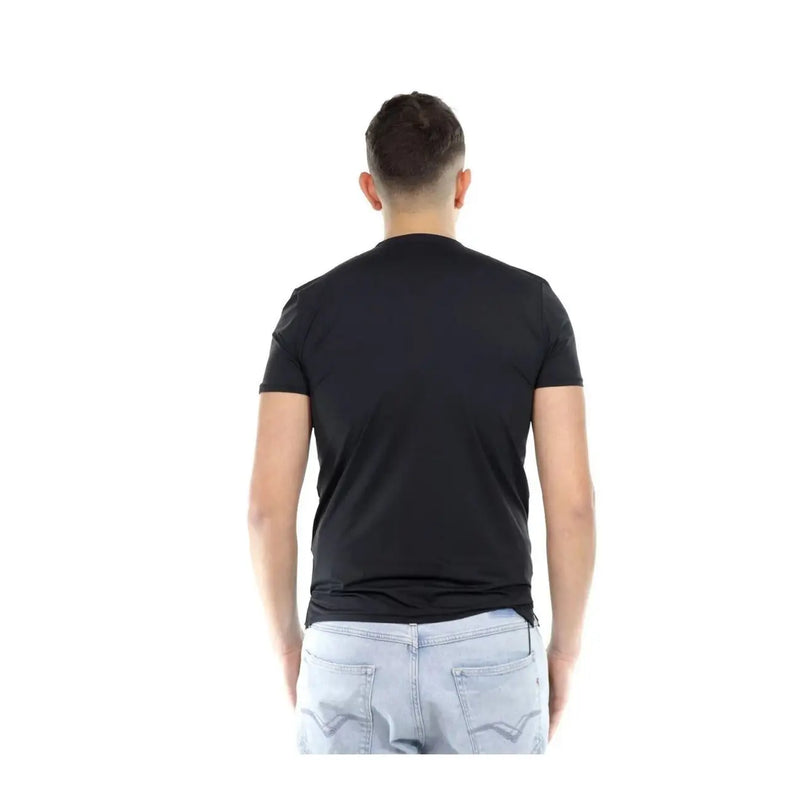 T-shirt noir à manches courtes et col rond pour homme Rrd, en tissu mélangé polyamide-élasthanne