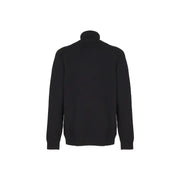 Black turtleneck sweater with ribbed cuffs and hem, made of soft cotton
