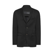 Blazer homme Rrd noir long en laine, coupe ajustée élégante, col en V plongeant et deux boutons sur le devant v29819