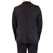 Blazer homme Rrd noir long en laine, veste de costume cintrée avec un élégant col en V plongeant v29819