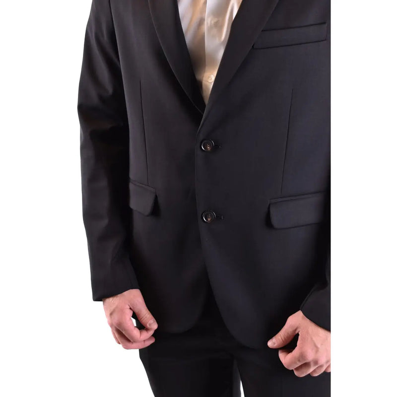 Rrd men blazer black tailored wool with notched lapels and two front buttons low cut v neck style v29819