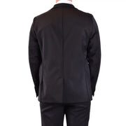 Rrd men blazer black long wool tailored suit jacket with sleek formal low cut v neck design v29819