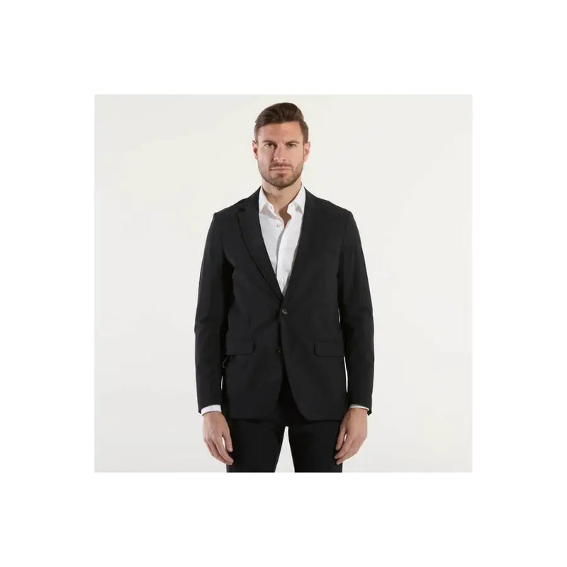 Blazer noir cintré de la marque rrd pour homme, en polyamide, avec fermeture à un bouton et poches à rabat, idéal pour le printemps et l'été.