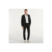 Blazer homme Rdr bleu polyamide col V, veste printemps-été en noir, coupe moderne et texture subtile.
