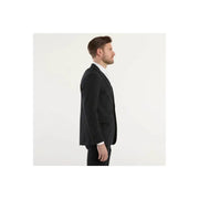 Veste de costume noire cintrée, coupe classique à simple boutonnage et revers crantés, idéale pour les occasions formelles.