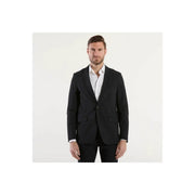 Blazer noir cintré à un bouton et deux poches à rabat en polyamide élasthanne, coupe slim, par RRD Homme