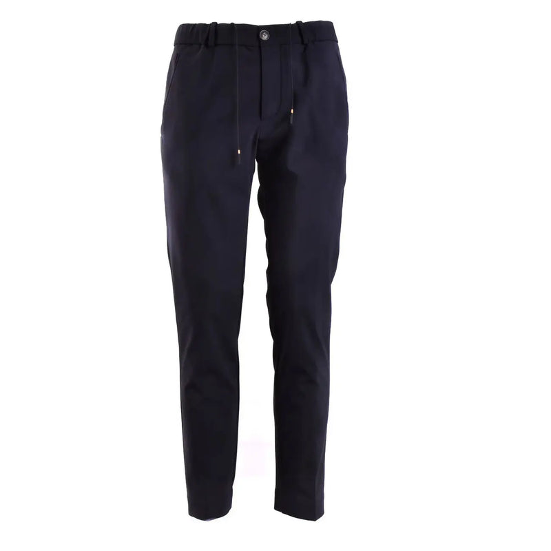 Pantalon Rrd pour homme en polyamide bleu marine foncé, coupe fuselée, avec taille élastiquée et cordon de serrage pour un confort optimal.