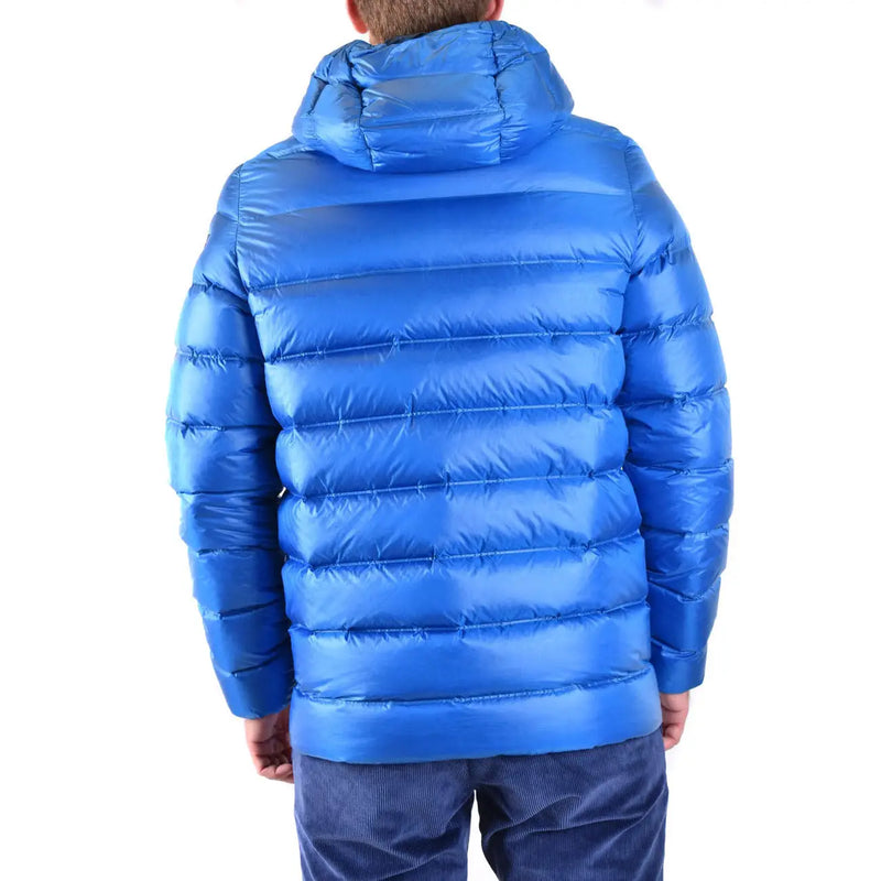 Doudoune longue Rrd pour homme, bleu vif, en polyamide, matelassée et à capuche, idéale pour l'automne et l'hiver.