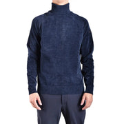 Pull à col roulé Rrd pour homme, bleu foncé, en maille texturée avec poignets côtelés, vue de face