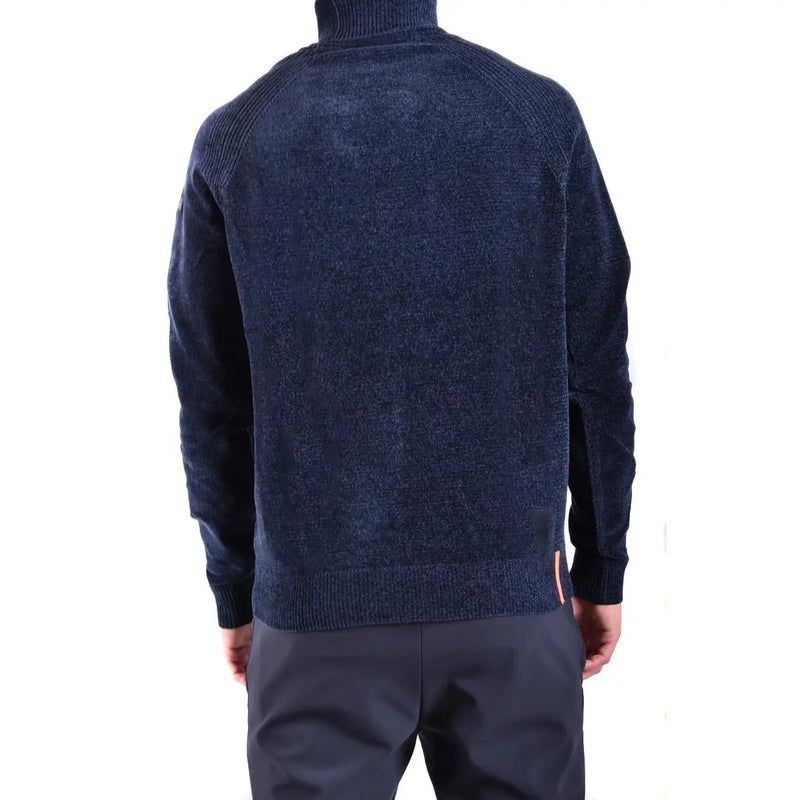 Pull à col roulé Rrd pour homme en maille texturée bleu foncé avec poignets et ourlet côtelés, vue de face