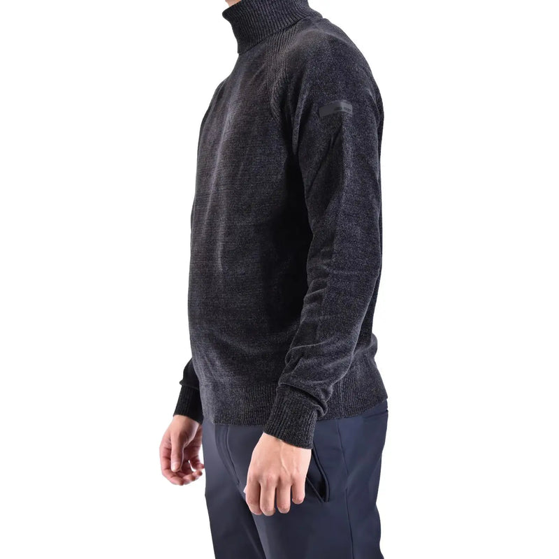 Pull à col roulé Rrd pour homme, gris foncé, en maille texturée avec poignets et ourlet côtelés, vue de face