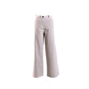 Pantalon beige à jambes larges pour femme de la marque rrd, coupe ajustée, fermeture à un bouton, en polyamide élasthanne blanc.