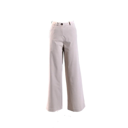 Pantalon beige à jambes larges pour femme de la marque rrd, coupe ajustée, fermeture à un bouton, en polyamide élasthanne blanc.