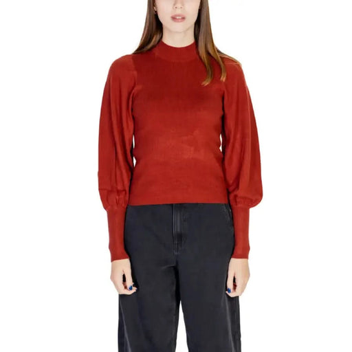 Rust-colored mock neck sweater from Vero Moda Women’s Bordeaux Turtleneck Sweater