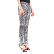 Black and white leopard print skinny jeans for women by Saint Laurent featuring a slim fit design