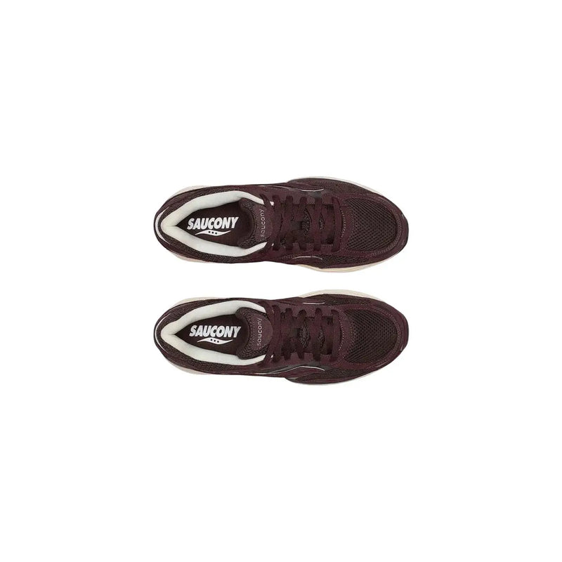 Bordeaux Saucony Baskets pour hommes avec empiècements blancs, tige en mesh synthétique et technologie Progrid pour la course et l'entraînement