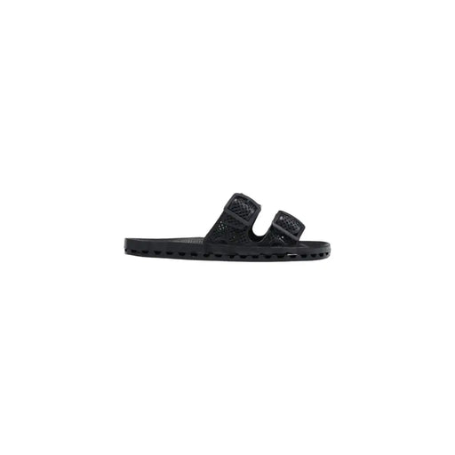 Sandales Sensi pour hommes, modèle La Jolla, style urbain, en PVC noir, à bout ouvert, avec deux brides réglables et un design perforé.