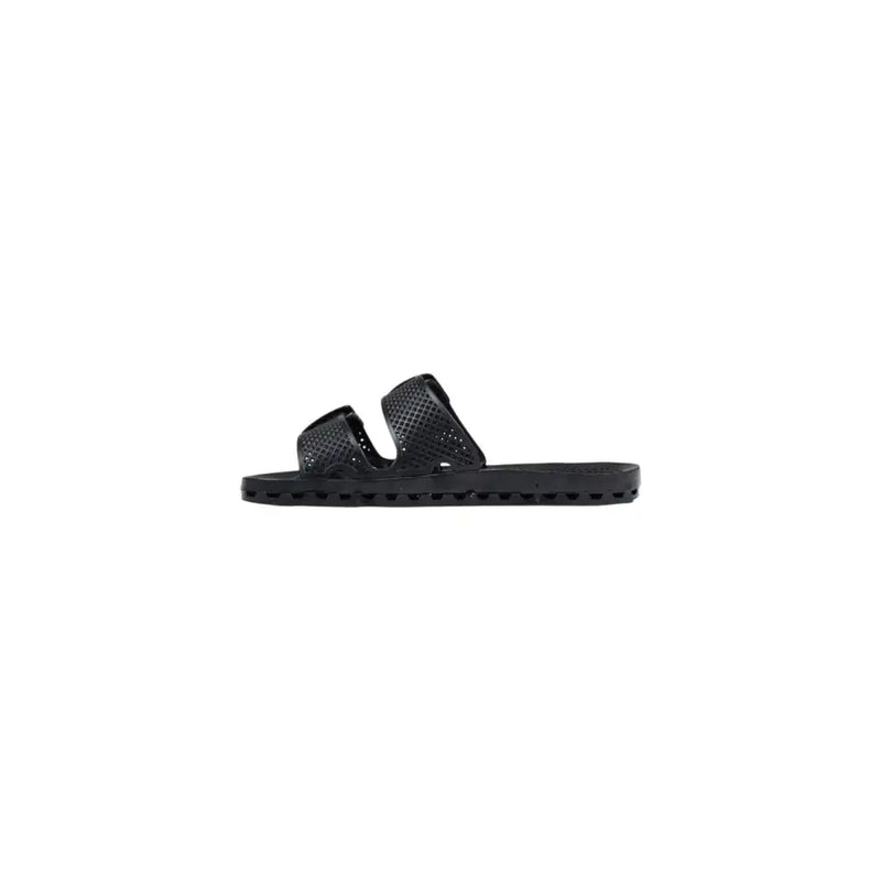 Sandales Sensi pour homme en PVC noir, modèle La Jolla Urban Slide, avec tige perforée, semelle texturée et bout ouvert.