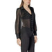 Sheer black blouse with pleated front and button closure for Morgan De Toi shirt