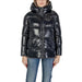 Shiny black puffer jacket showcased in Blauer Women’s Black Turtleneck Hooded Jacket
