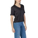 Liu Jo Women’s Black V-Neck T-Shirt 100% Cotton styled with blue jeans
