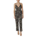 Women’s sleeveless leaf pattern jumpsuit with spaghetti straps for stylish summer wear