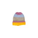 Striped knit beanie in pink, blue, beige, purple, and yellow bands from Pieces Women Cap