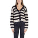 Striped knit cardigan displayed in the product labeled Striped Knit Cardigan