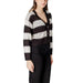 Striped Knit Cardigan featuring a stylish multicolor pattern and ribbed cuffs