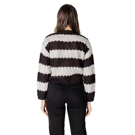 Striped Knit Cardigan showing a cozy knitted sweater with multicolored stripes