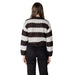 Striped Knit Cardigan showing a cozy knitted sweater with multicolored stripes