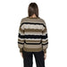 Ichi Women’s Green Round Neck Polyester Striped Knit Sweater for stylish comfort