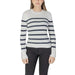 Morgan De Toi Women’s Beige Striped Long T-Shirt featuring a stylish knit design