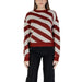 Vero Moda Bordeaux Striped Knit Sweater for Women displayed on a white background
