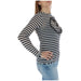Women’s striped long sleeve shirt with anchor embellishment for a nautical style look