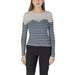 Striped navy and white sweater with lace detail at neckline in Morgan De Toi t-shirt